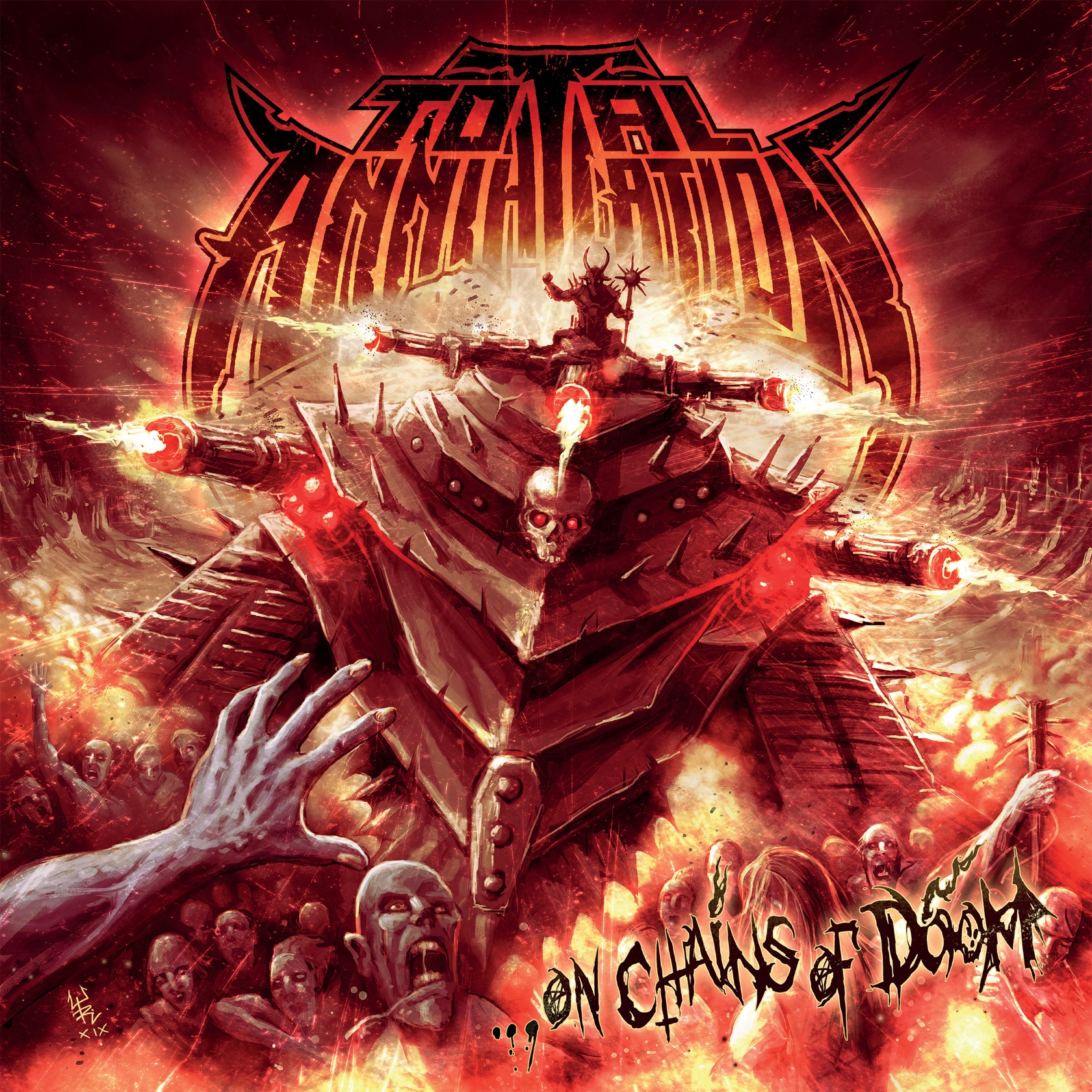 Total Annihilation – ... On Chains Of Doom (LP-Cover © Roberto Toderico 2019)